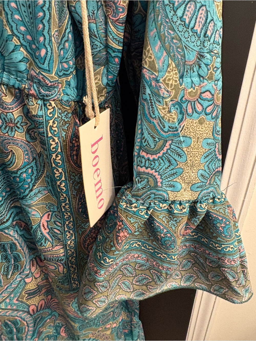 Boho Paisley Maxi Dress in Teal & Aqua - Picture 4 of 5